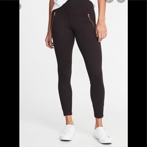Old Navy street leggings zip pocket M burgundy